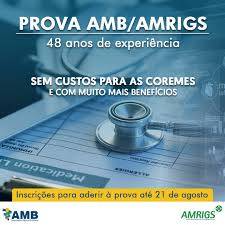 COREMES TÃM ATÃ 21 DE AGOSTO PARA ADERIREM Ã PROVA AMB/AMRIGS