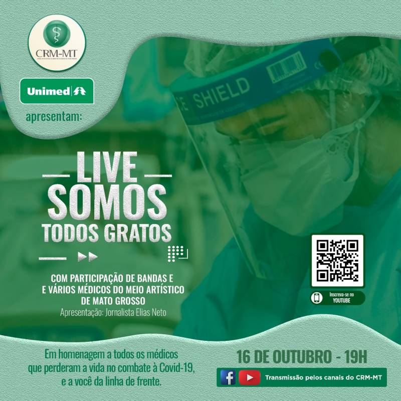Live vai homenagear mÃ©dicos que morreram e os que estÃ£o na linha de frente de combate Ã  Covid-19