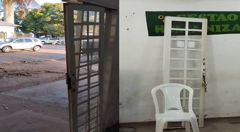 Porta de ambulatório cai e deixa equipamentos de Policlínica em Cuiabá a 